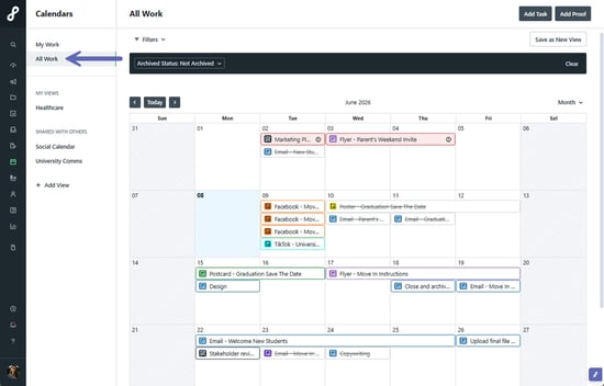 Calendar View -All Work