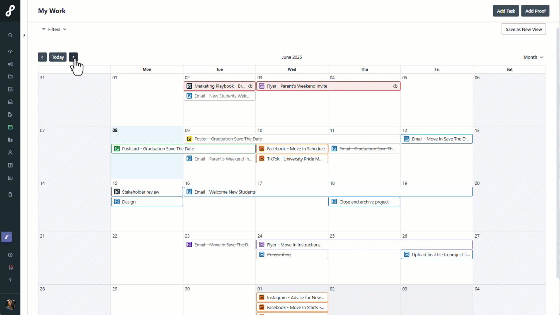 Calendar View - Month View