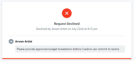 Declined Request message