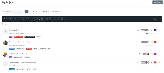 List View - My Projects