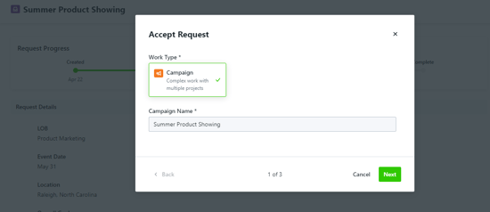 Accepting request