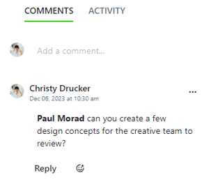 @Mentioning in comment