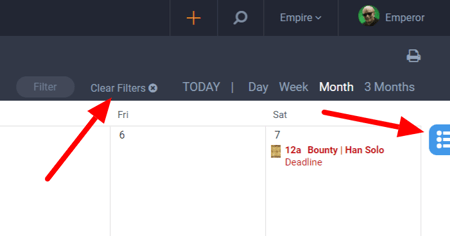 Content item calendar options