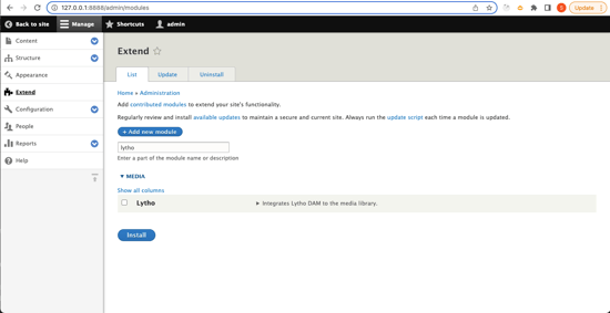Drupal admin interface