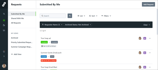 Add Request button