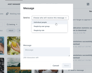 Choose who will receive this message dropdown