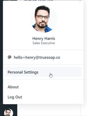 personal settings option