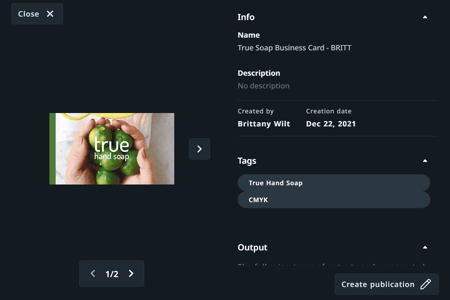 Create publication&nbsp;button