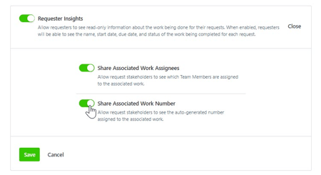 Requester Insights toggles