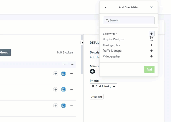 Configuring Specialties in Project Templates