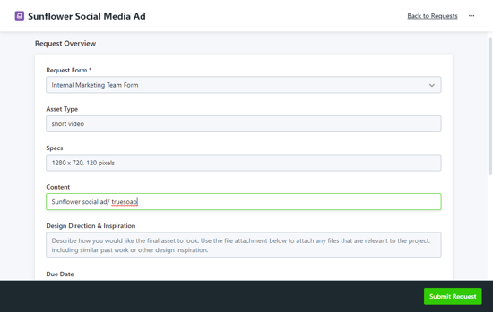 populating request form