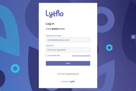 Log in screen