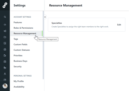 Resource management panel
