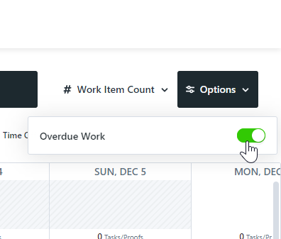 Overdue Work toggle