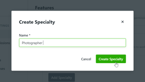adding Specialties&nbsp;