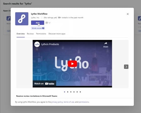 Lytho app in Teams
