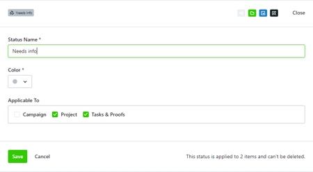 Naming custom status