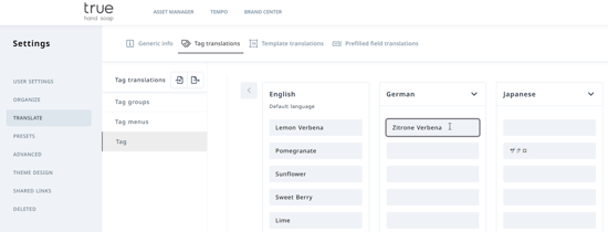 Adding tag in German