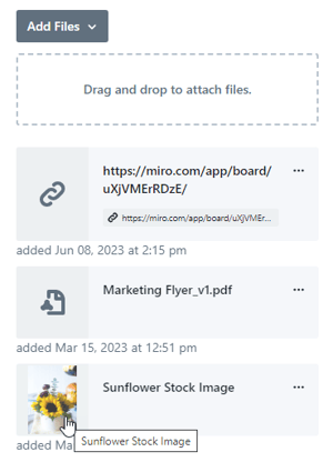 Asset hover state