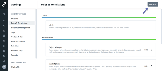 Add role button