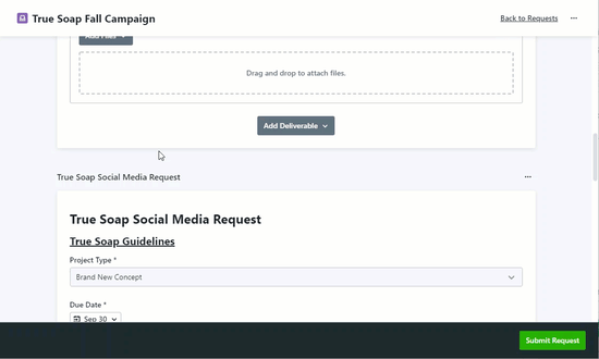 Add Deliverable button