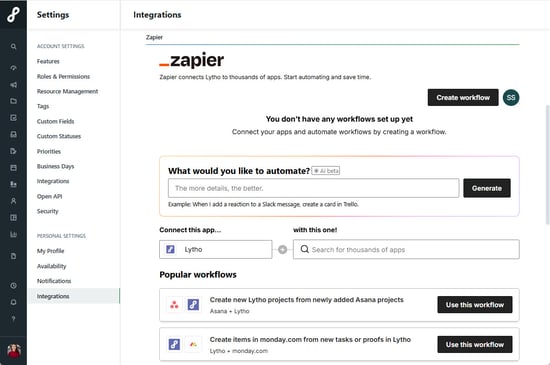 Begin Building a Zap in Lytho