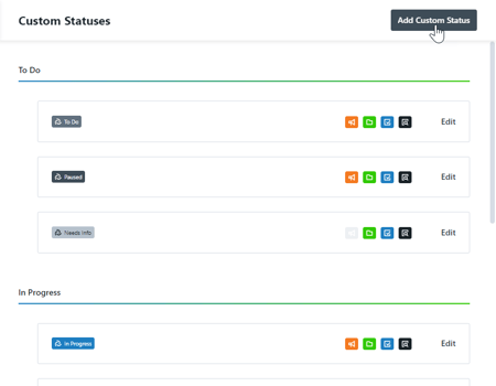 Add Custom Status button