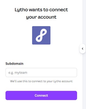 enter your Lytho subdomain