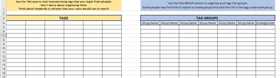 Tag taxonomy worksheet