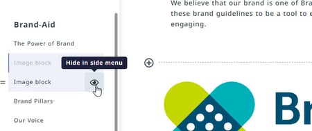 hide in side menu button