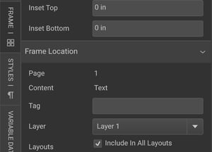 Include in All Layouts button