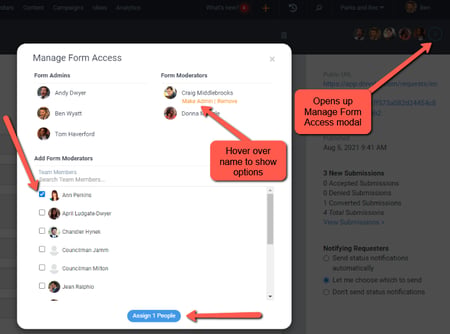  Manage Form Access modal 