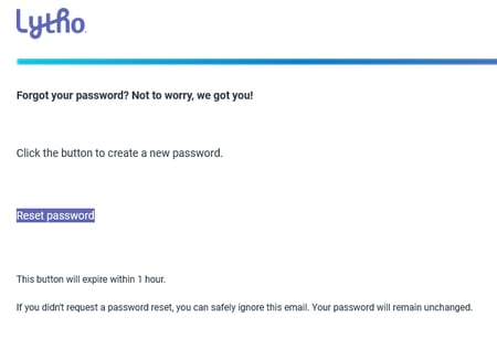 Email to reset password