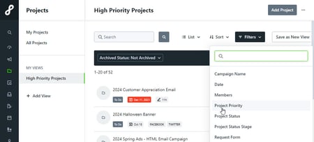 filtering by priority