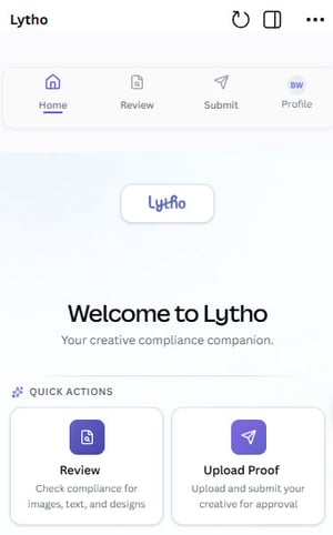  Lytho Canva Integration home tab