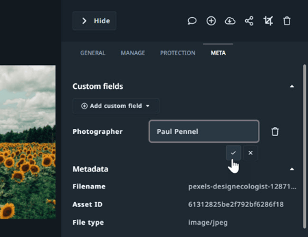 Confirming applying custom field