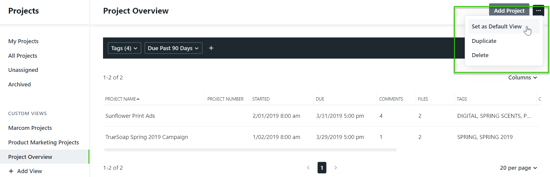 Default Custom Views button
