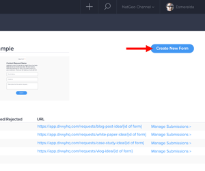 create new content request form