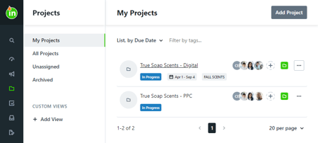 Project list view