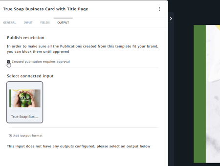 Created publication requires approval checkbox