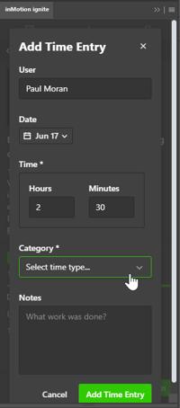 Mobile app - time entry