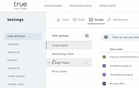 Rearranging user groups