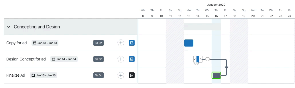 Dragging and dropping in Gantt view