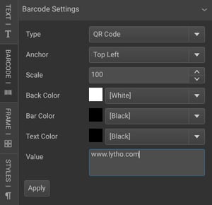 Barcode settings