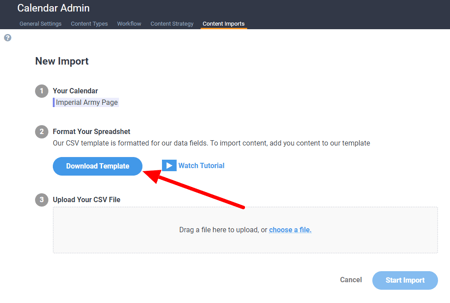 Download template button