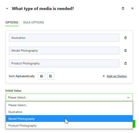selecting initial value