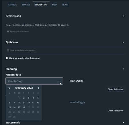 Setting publish date
