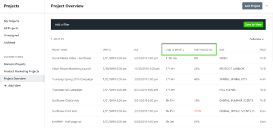 LOE and time tracking column