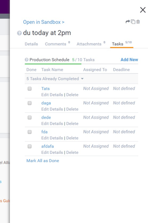 Tasks Tab