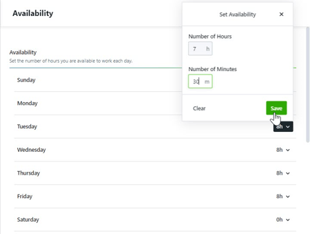 setting Availability